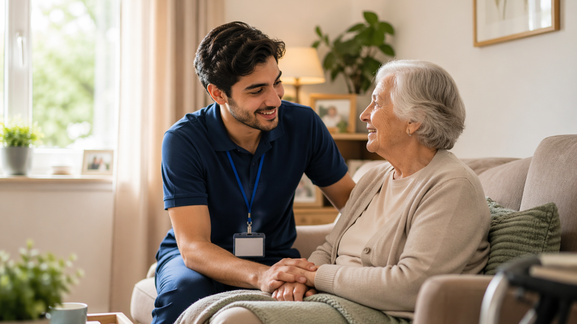 Care assistant team smiling